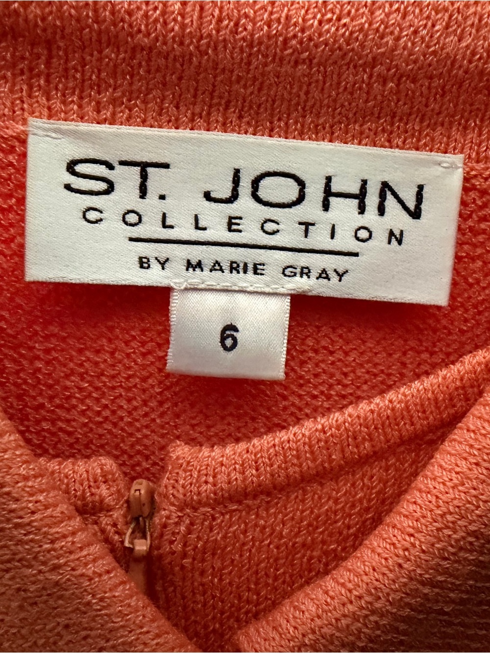 St John Santana Knit Skirt Suit Orange 2PC Set Size 6 Damaged Read